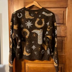Zara Metallic Cowboy themed sweater. Size Small